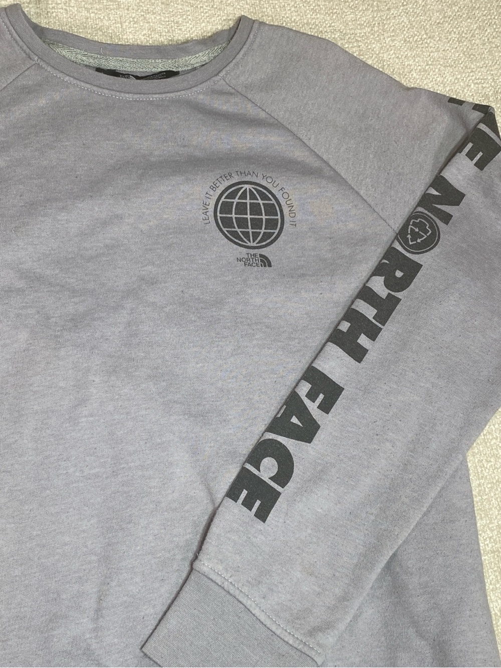 The North Face Sweatshirt Leave It Better Gray Womens M Spellout Crewneck Logo